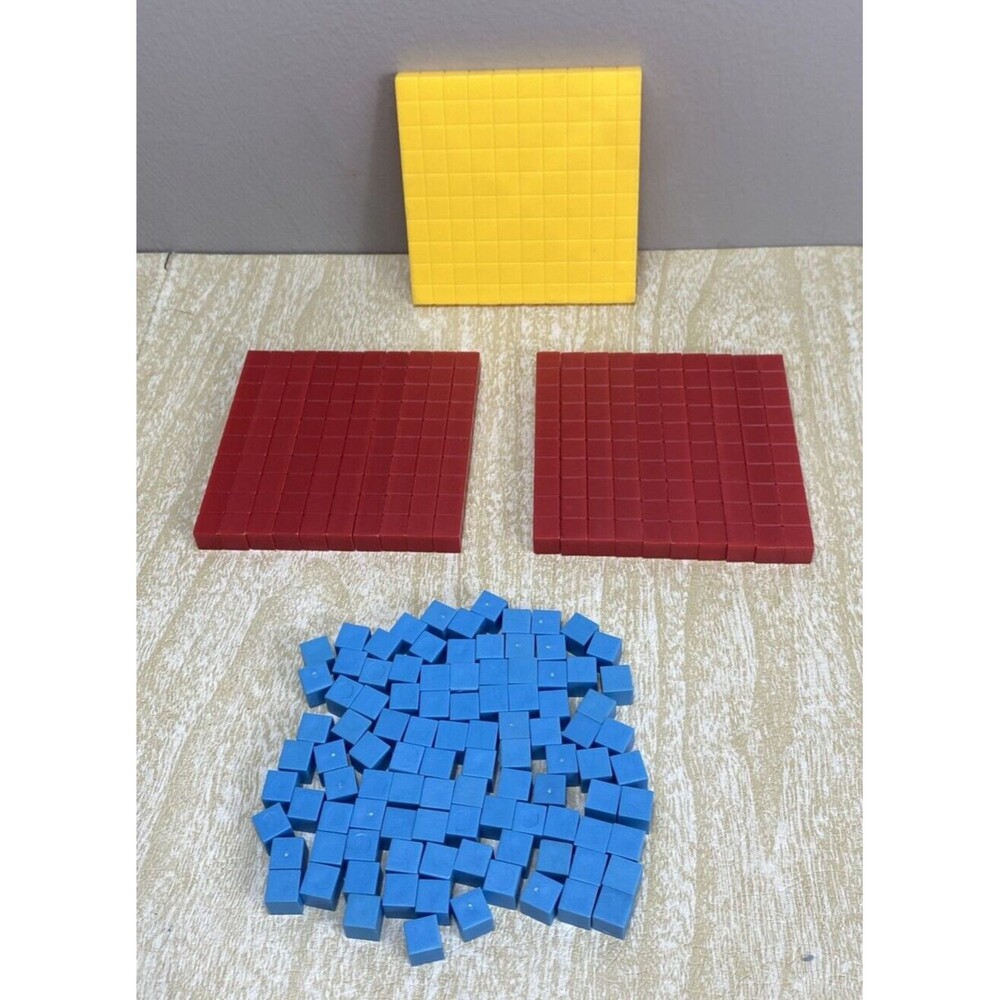 Base 10 Blocks - Starter Kits 100, 10's, 1's - Multi-Color Math Plastic Blocks